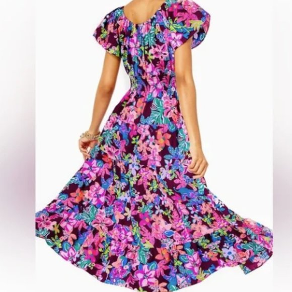 Lilly Pulitzer Ellabell Midi dress cherry ganache bohemian garden medium NWT - Picture 6 of 9